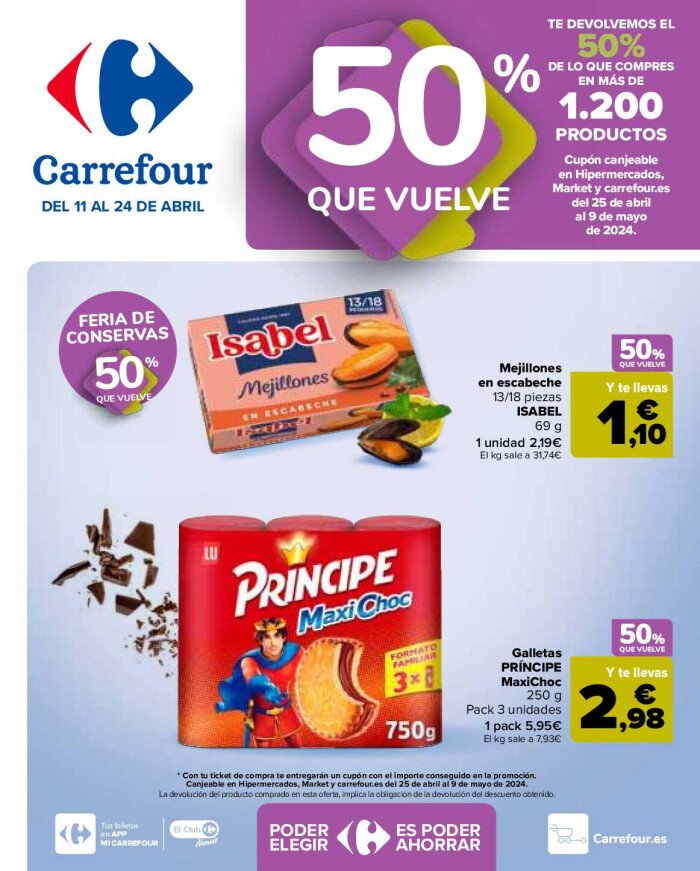 50% que vuelve Carrefour. Página de portada
