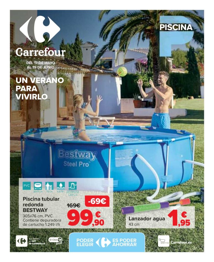 Catálogo piscinas y jardín Carrefour. Página de portada