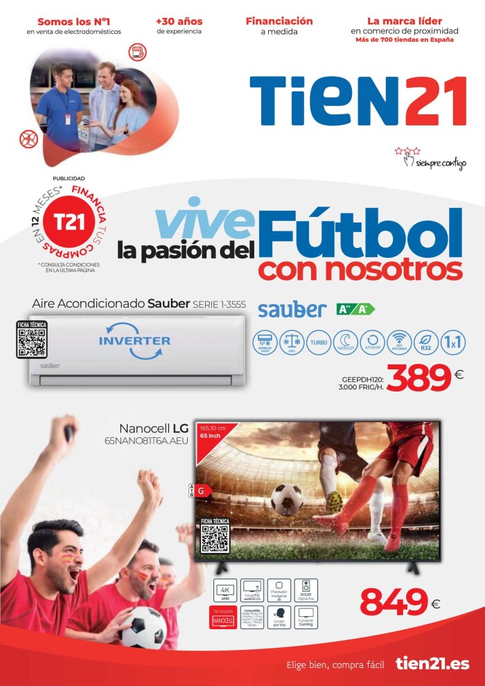 Vive la pasión del fútbol Tien21. Página de portada