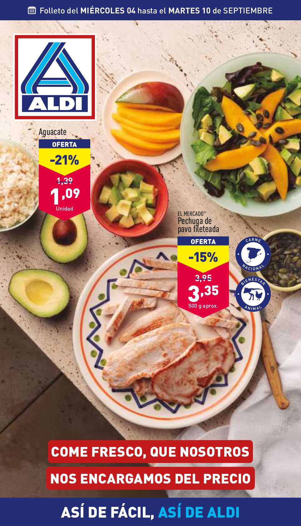 Folleto semanal Aldi. Página 01