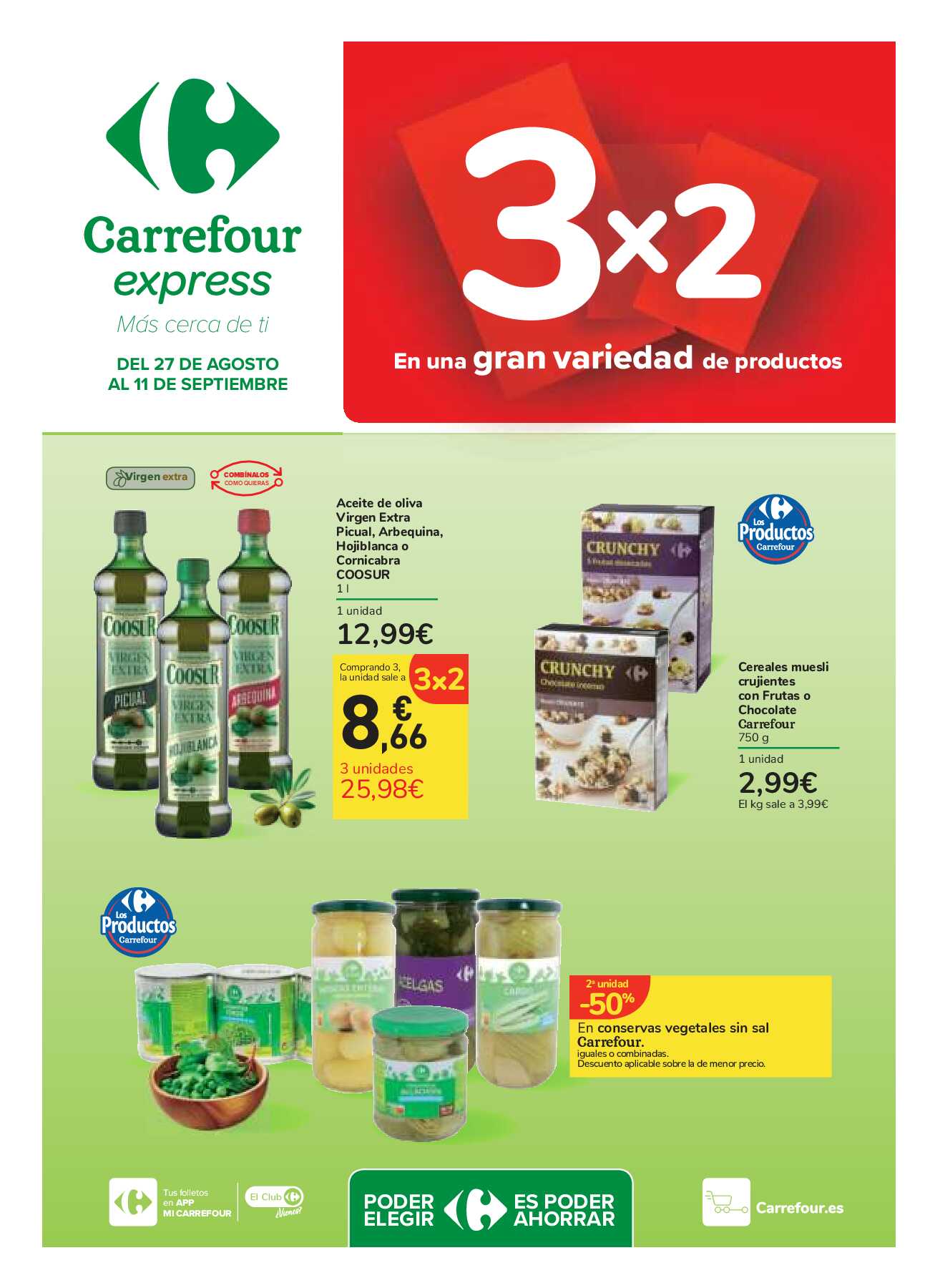 3x2 en una gran variedad de productos Carrefour Express. Página 01