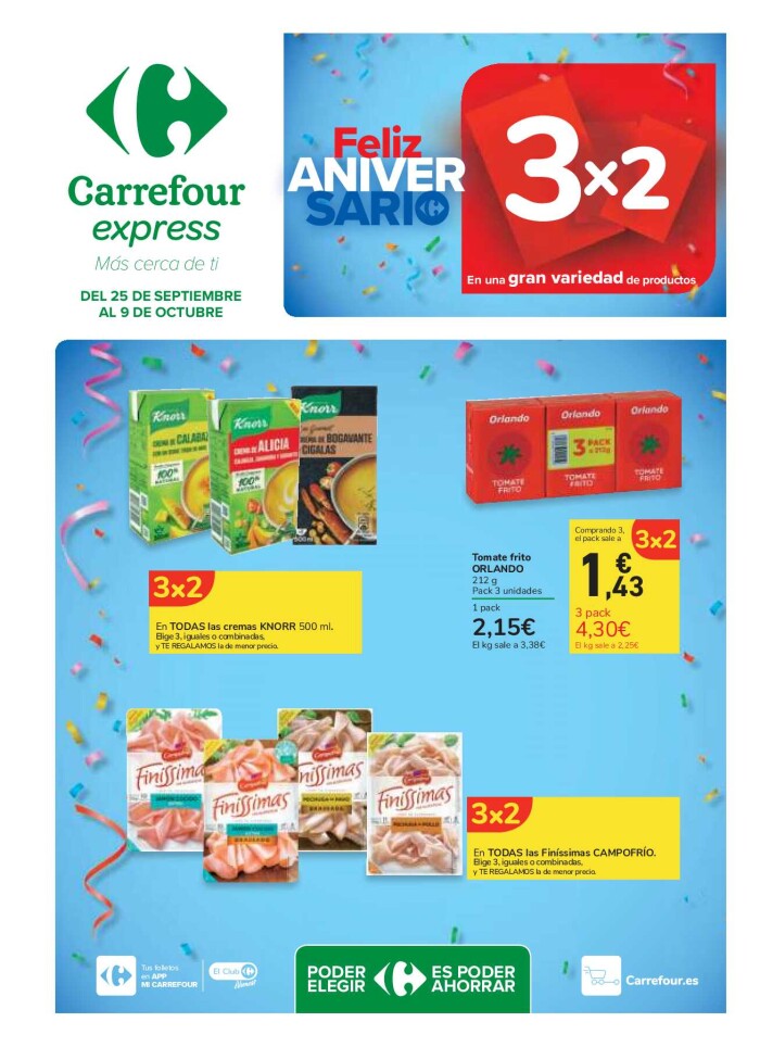 Folleto ofertas quincenales Carrefour Express. Página de portada