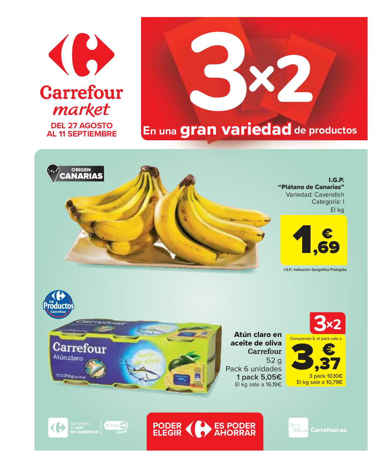 3x2 en una gran selección de productos Carrefour Market. Página 01