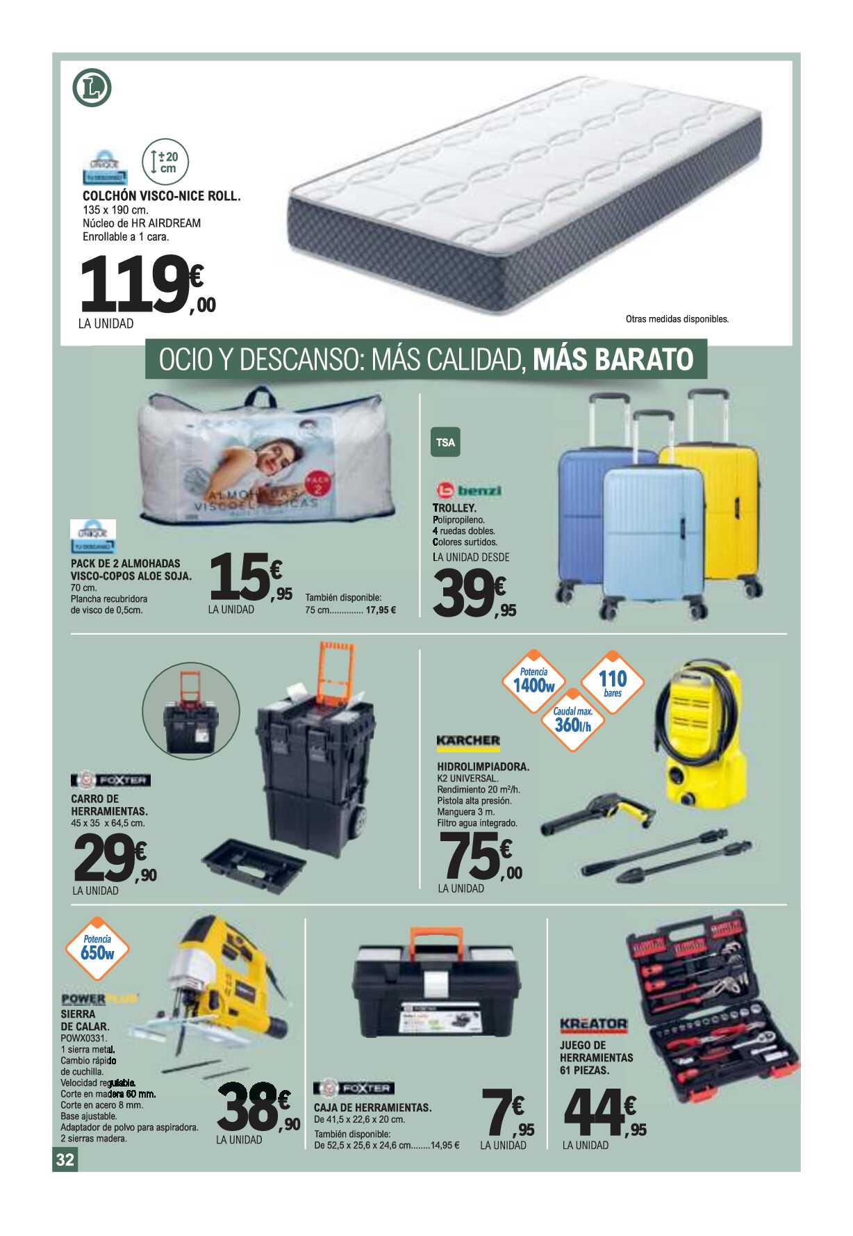 Variedad, seguridad y precios bajos E. Leclerc. Página 32