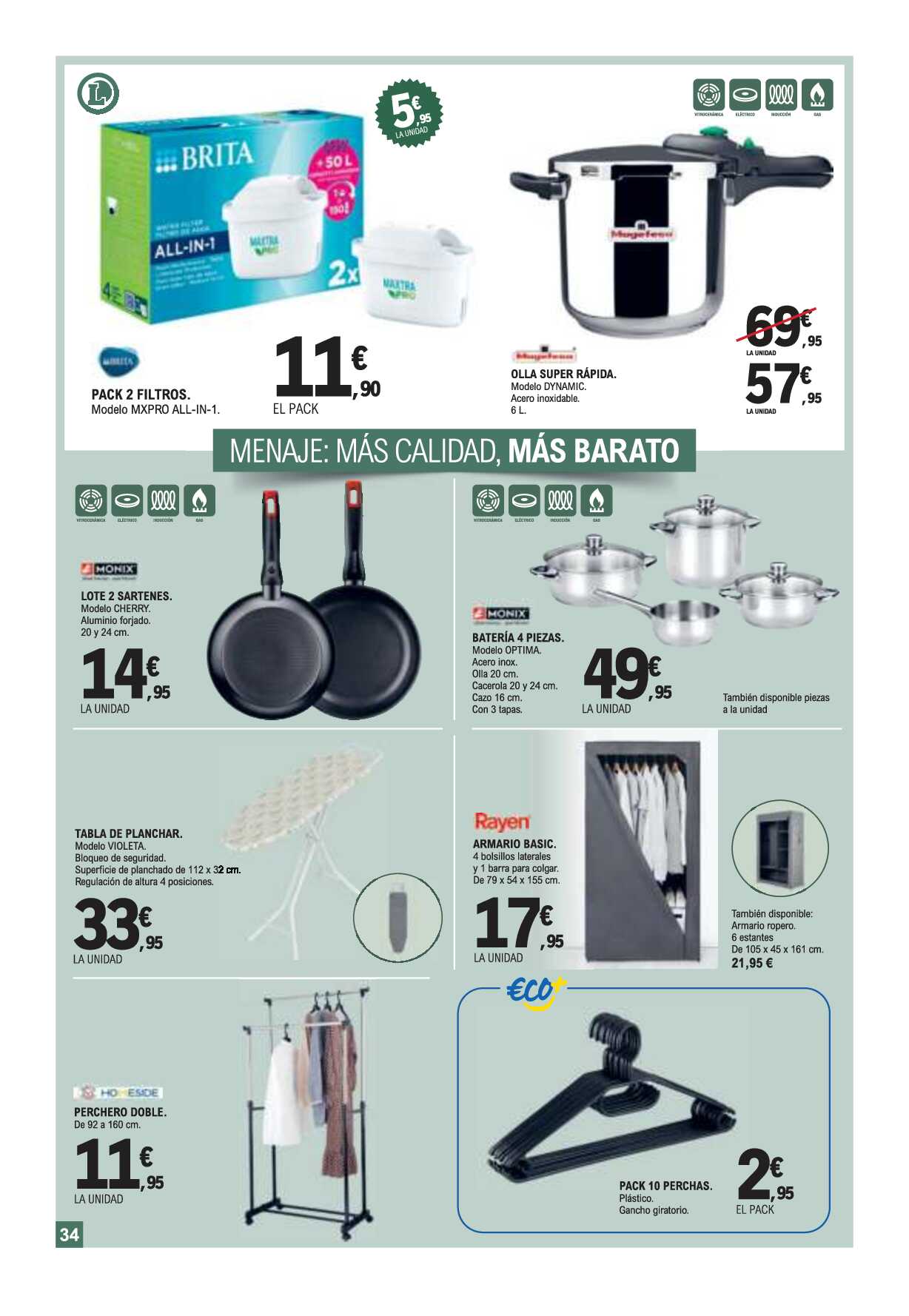 Variedad, seguridad y precios bajos E. Leclerc. Página 34